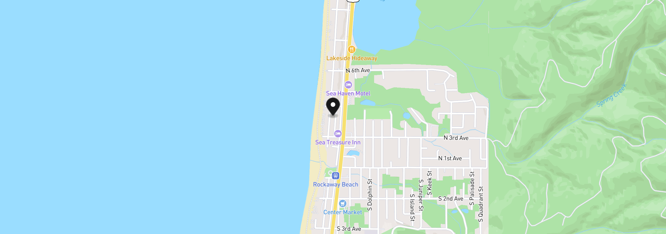 Map showing the location of 366 N Pacific St, Rockaway Beach, OR 97136