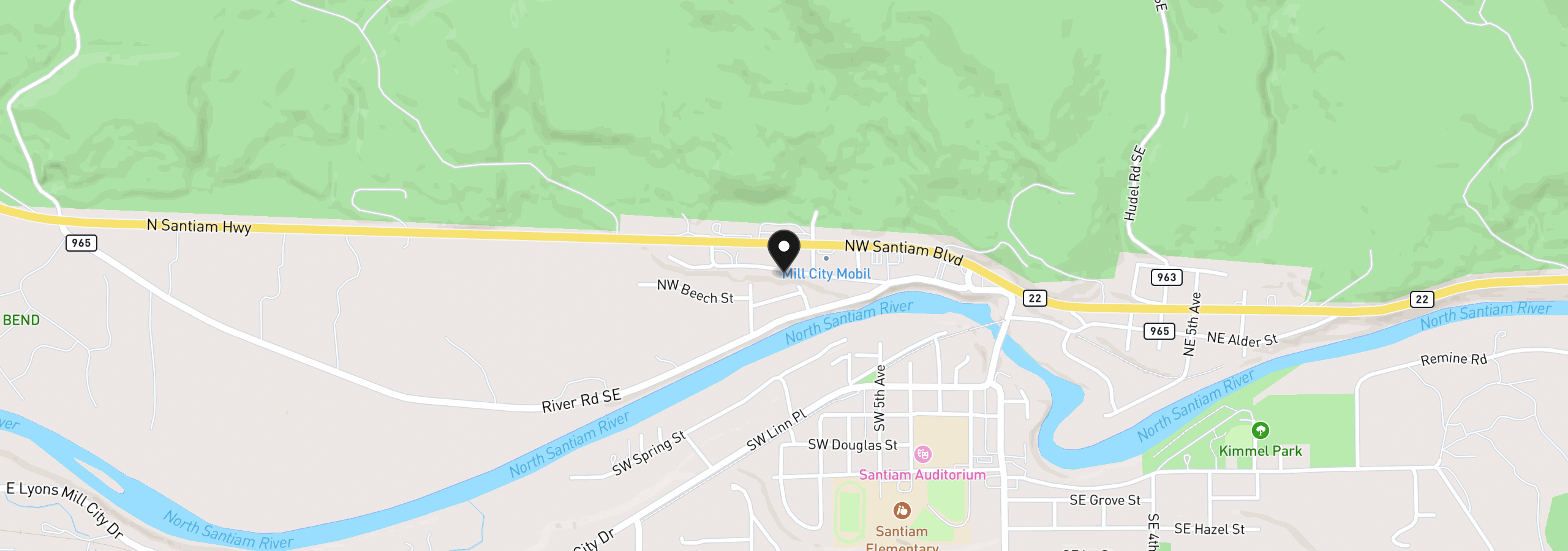 Map showing the location of 738 NW Alder St, Mill City, OR 97360