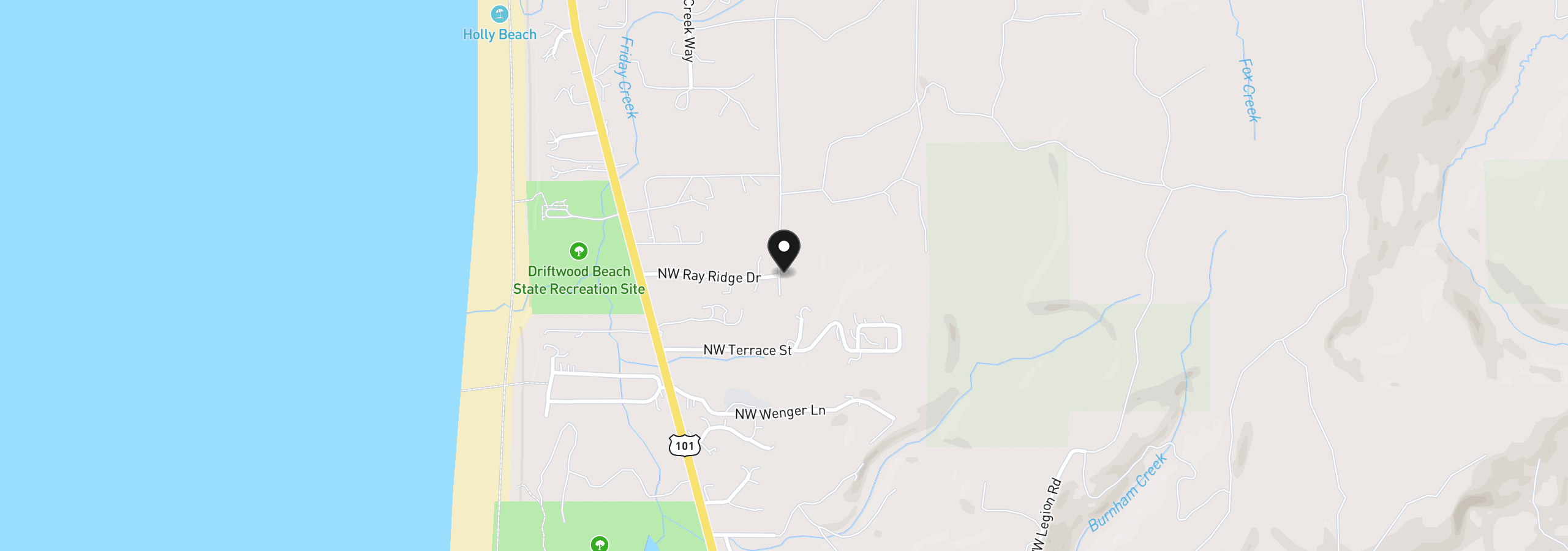 Map showing the location of 200 Tax Lot - Ray Ridge Dr, Seal Rock, OR 97376