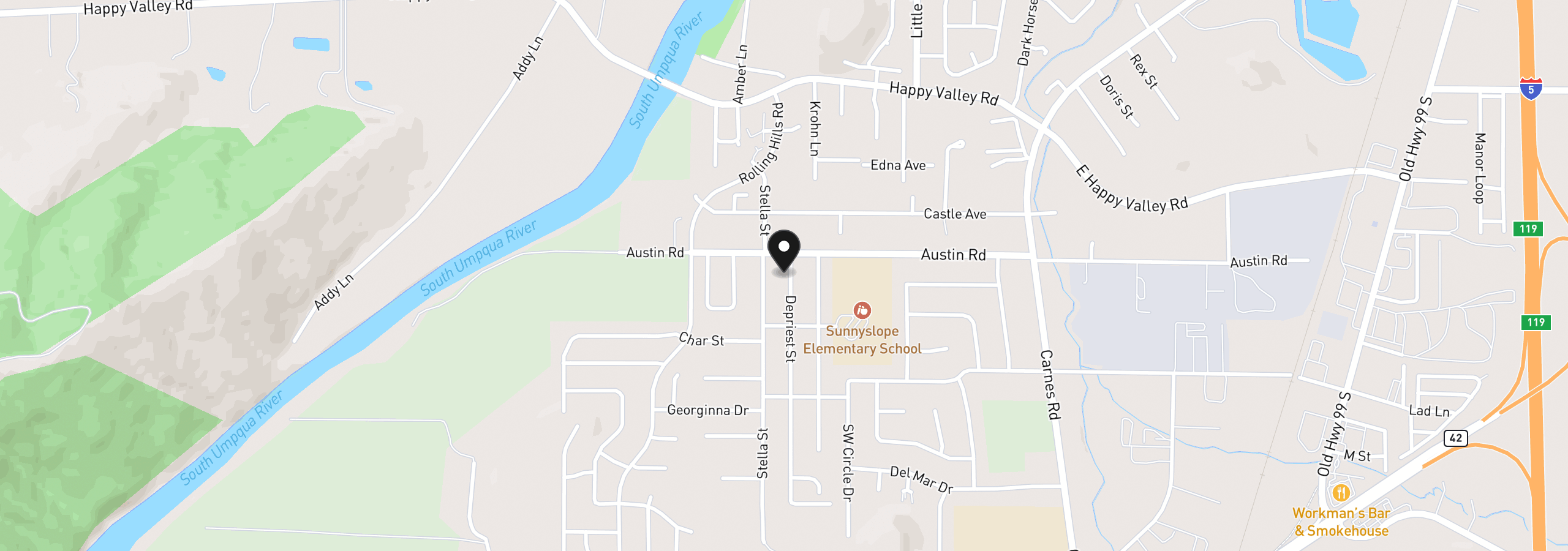 Map showing the location of 4042 Depriest St, Roseburg, OR 97471