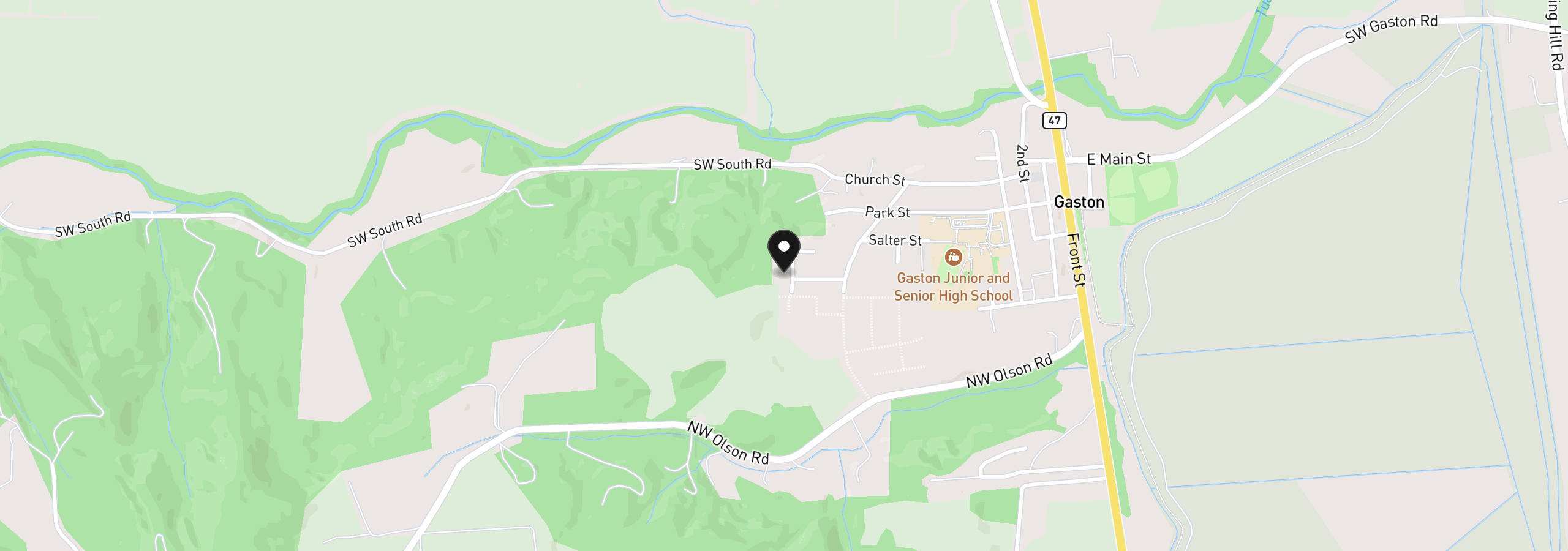 Map showing the location of 416 Costelloe Dr, Gaston, OR 97119