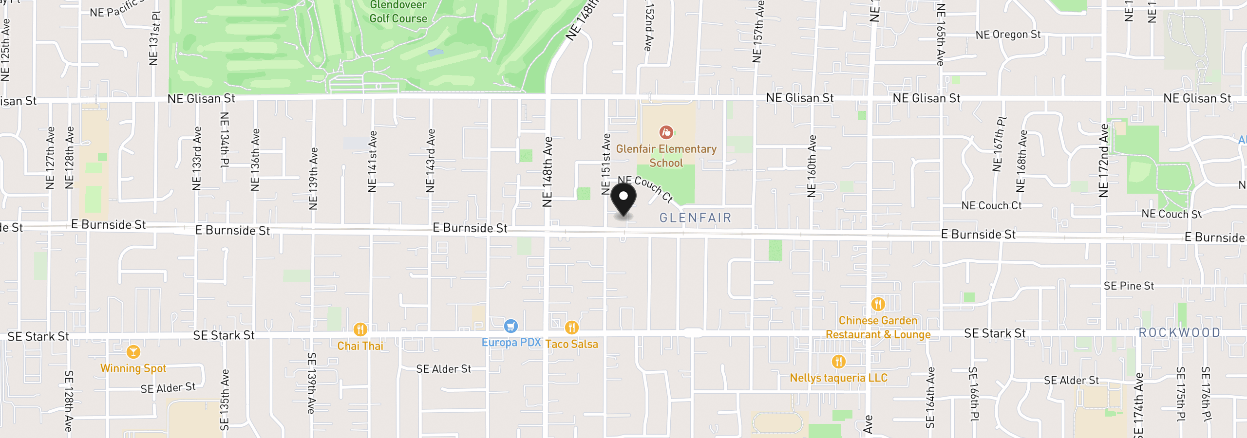 Map showing the location of 15139 E Burnside St, Portland, OR 97233
