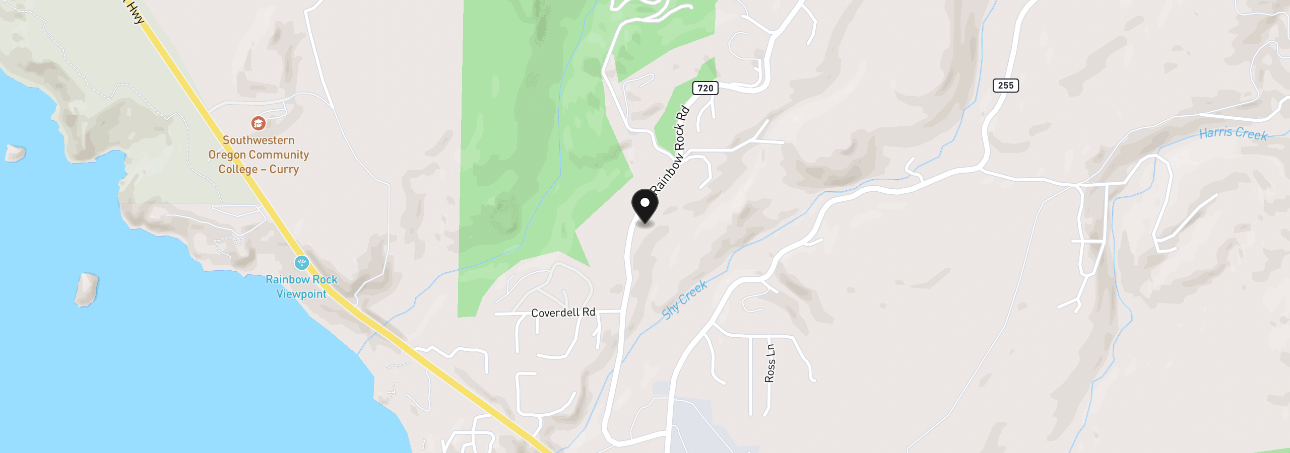 Map showing the location of 17717 Rainbow Rock Rd, Brookings, OR 97415