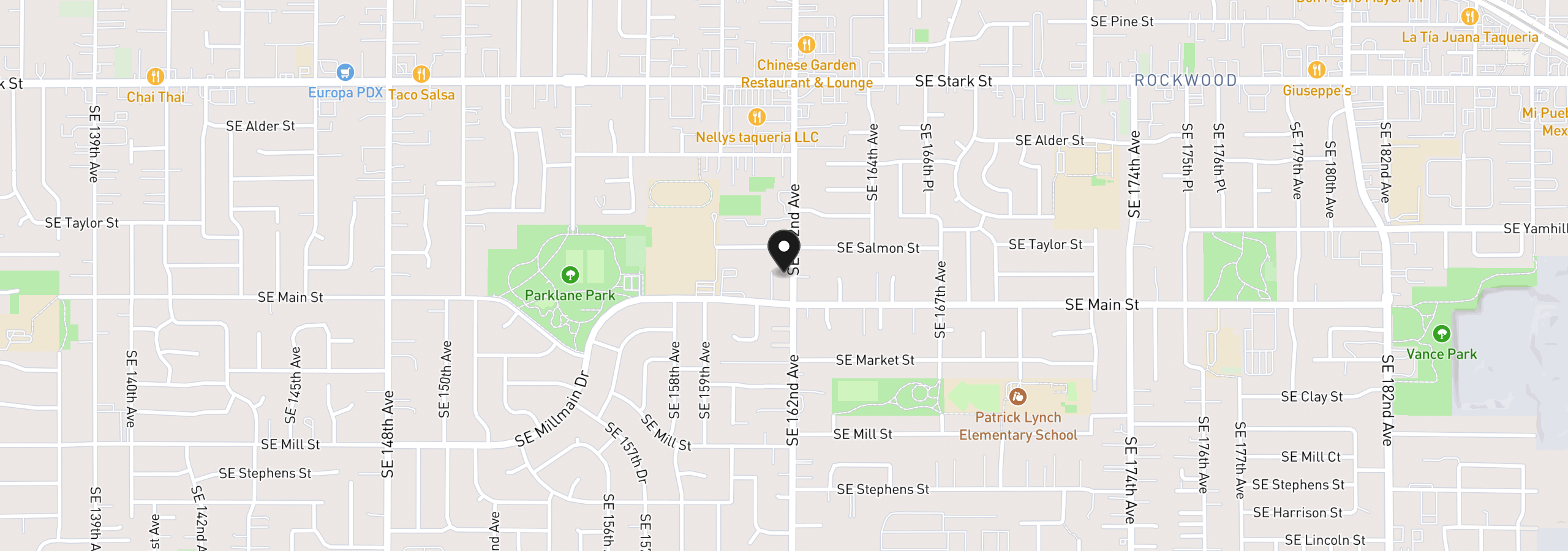 Map showing the location of 1205 SE 162nd Ave, Portland, OR 97233