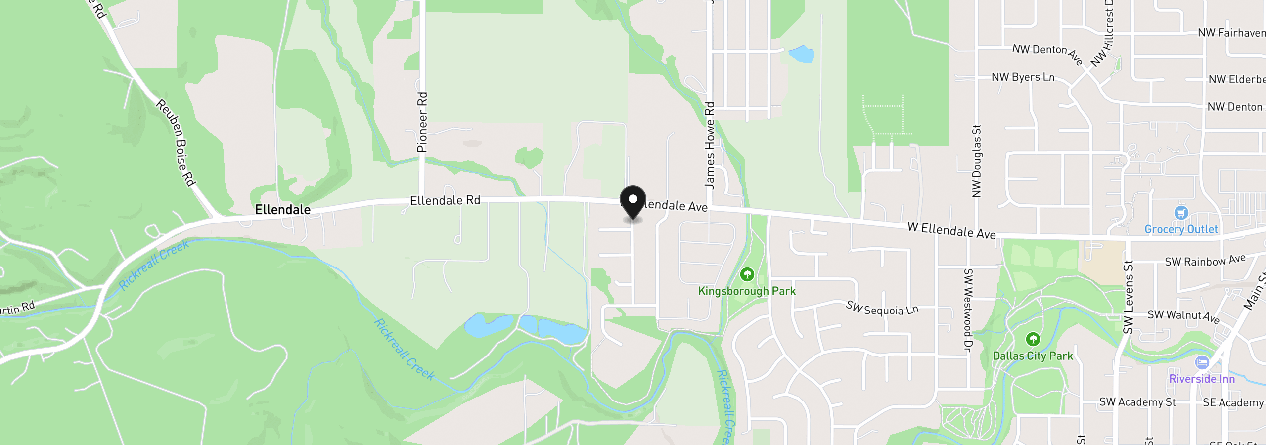 Map showing the location of 498 SW Oregon Falls Dr, Dallas, OR 97338