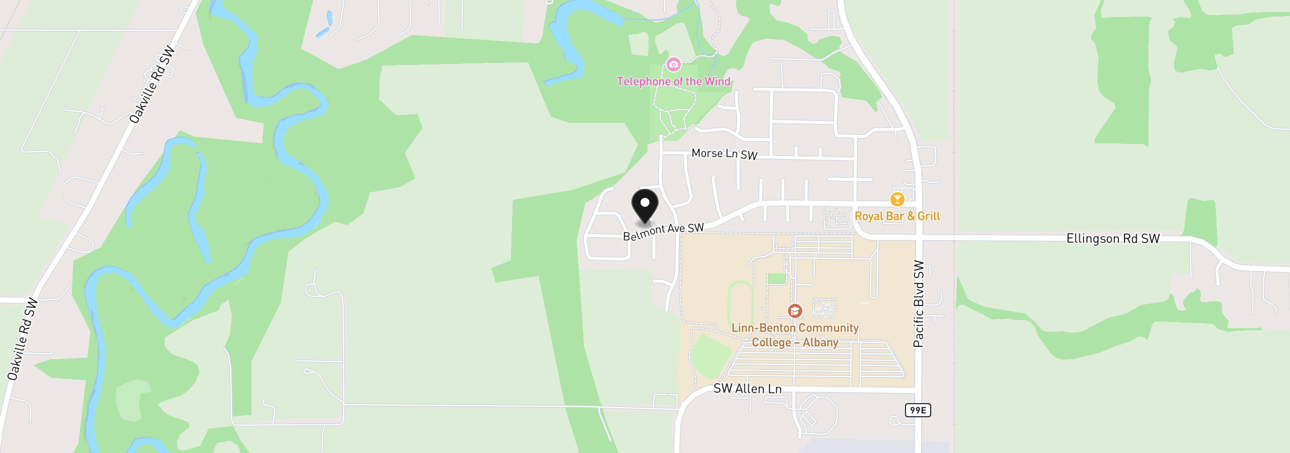 Map showing the location of 1617 Belmont Ave, Albany, OR 97321
