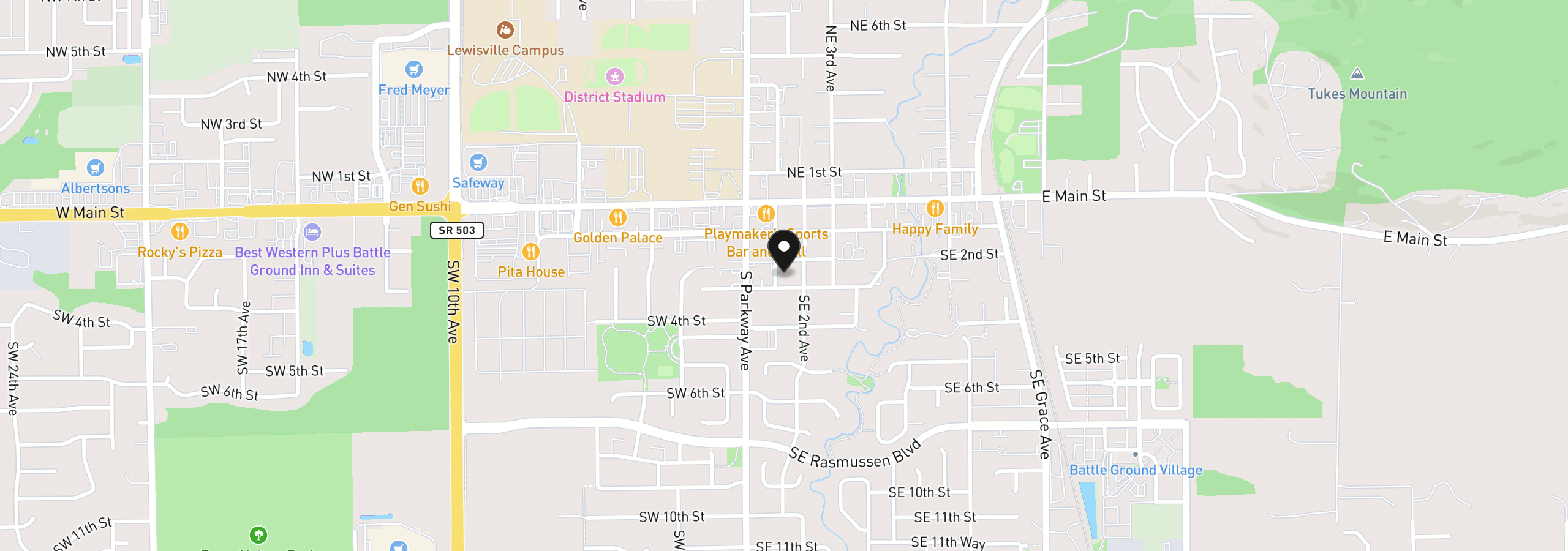 Map showing the location of 213 SE 1st Ave, Battle Ground, Wa 98604