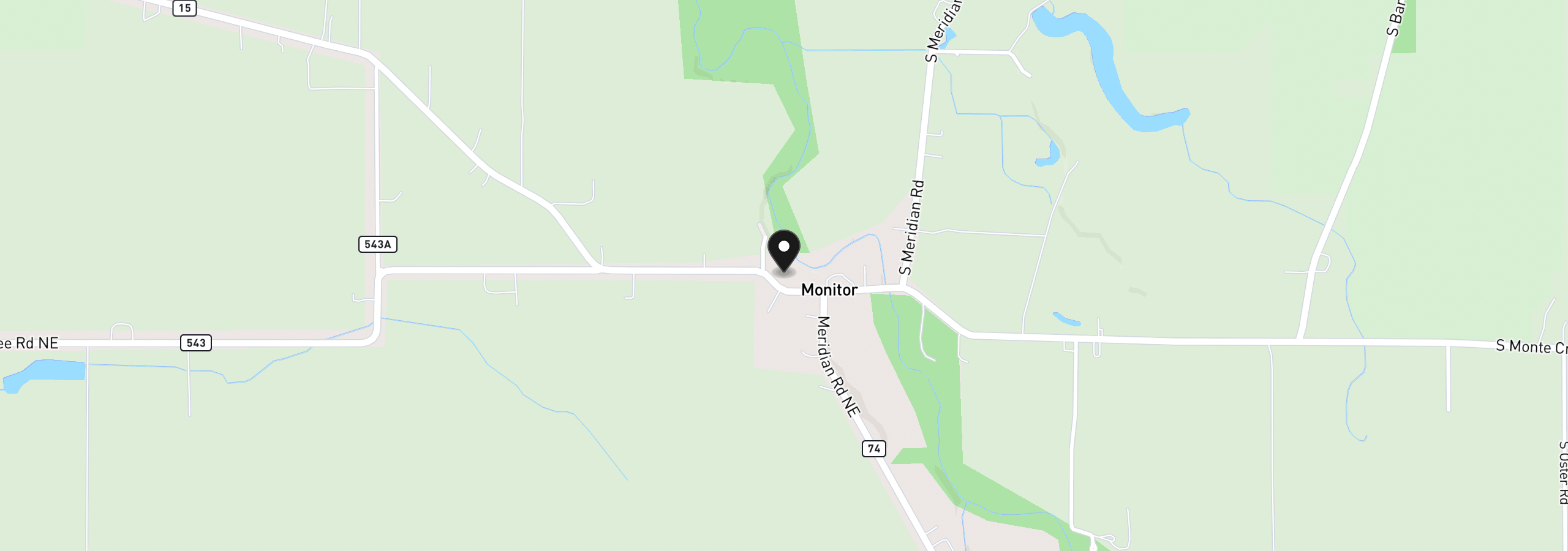 Map showing the location of 15165 Woodburn Monitor Rd NE, Mt. Angel, OR 97362