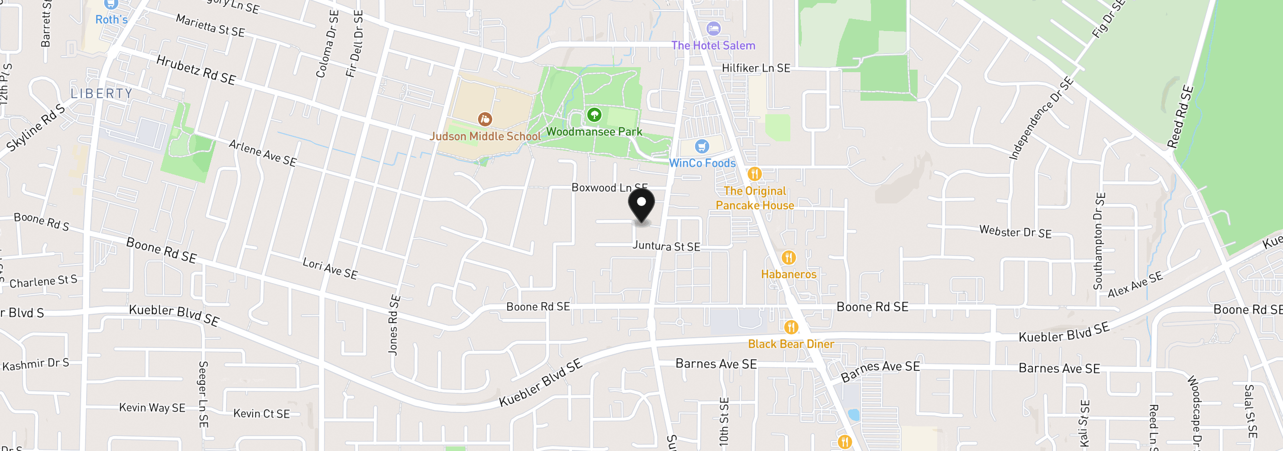 Map showing the location of 4840 8th Ave, Salem, OR 97302