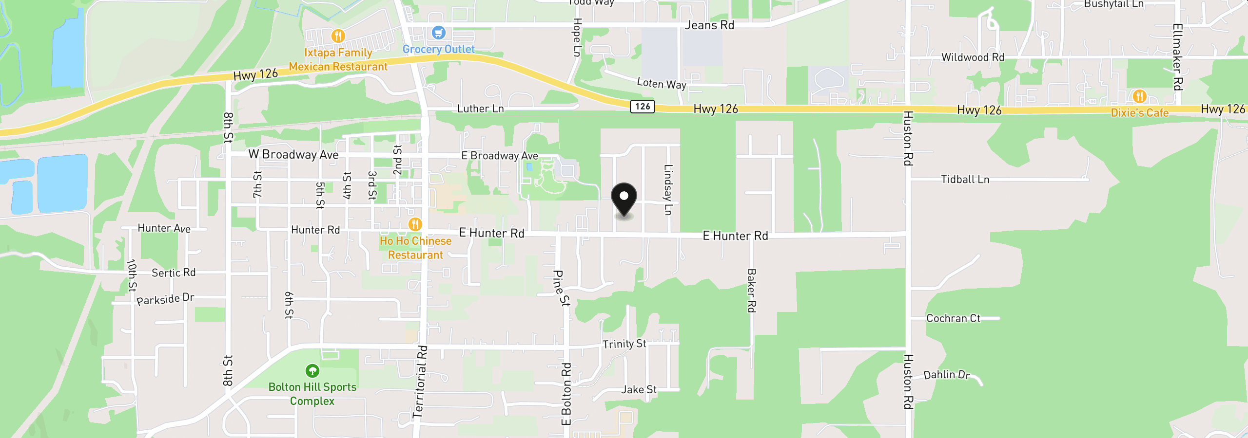 Map showing the location of 88111 Wymore Ln, Veneta, OR 97487