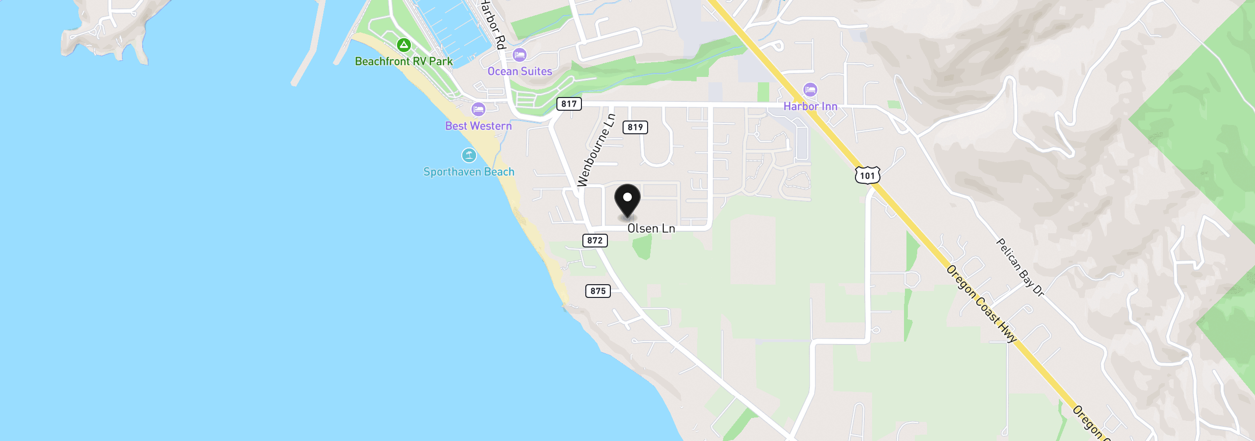 Map showing the location of 15889 Sunset Strip 102, Brookings, OR 97415
