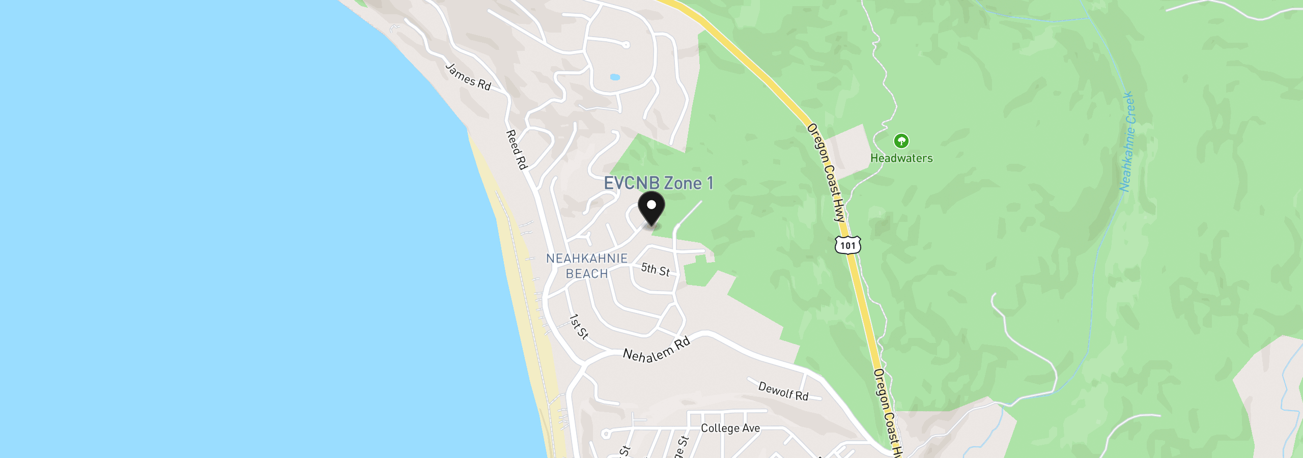 Map showing the location of 8435 Treasure Rocks Rd, Manzanita, OR 97130