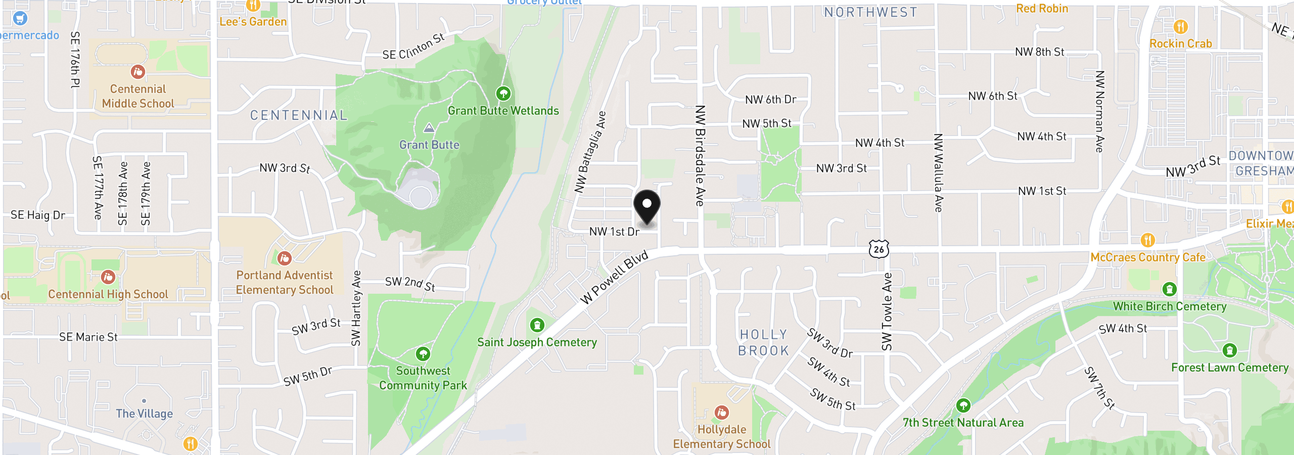 Map showing the location of 181 NW Mawrcrest Ave, Gresham, OR 97030