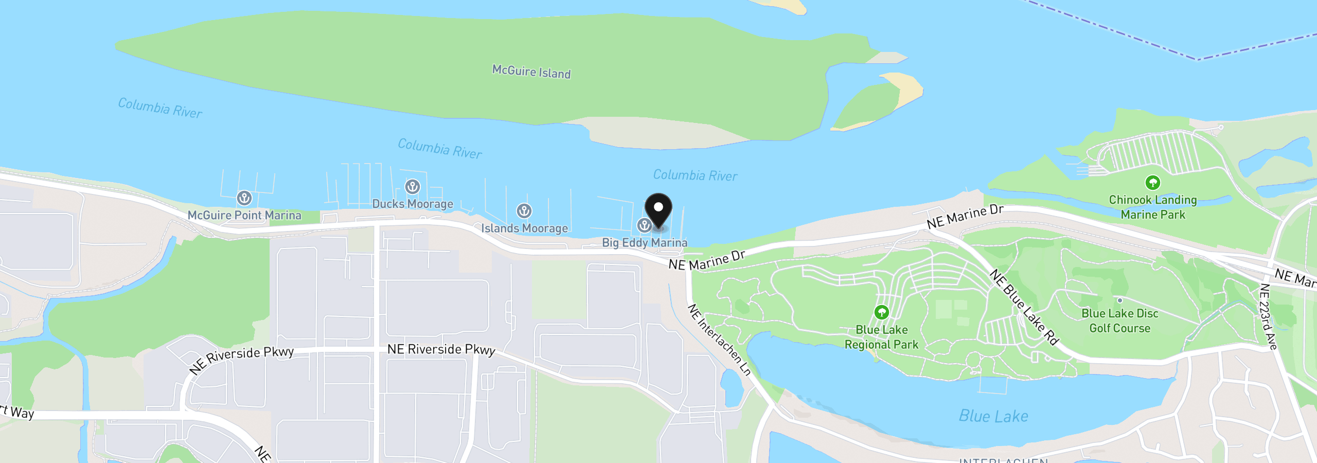 Map showing the location of 19609 NE Marine Dr D-4, Portland, OR 97230
