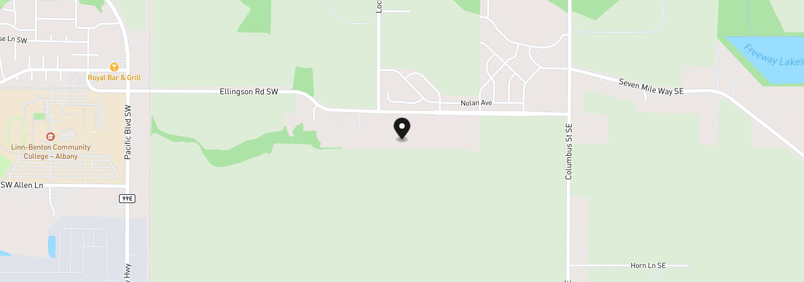 Map showing the location of 850 Windrow Ave SE, Albany, OR 97322