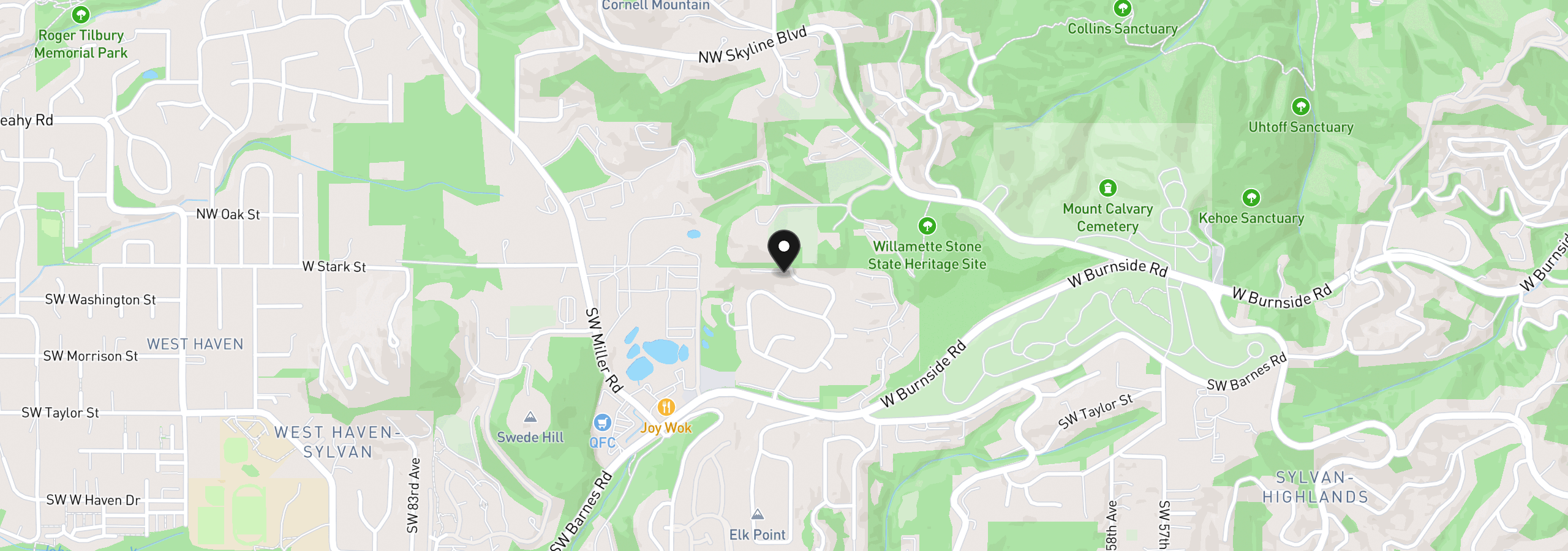 Map showing the location of 15 SW 68th Ave, Portland, OR 97225