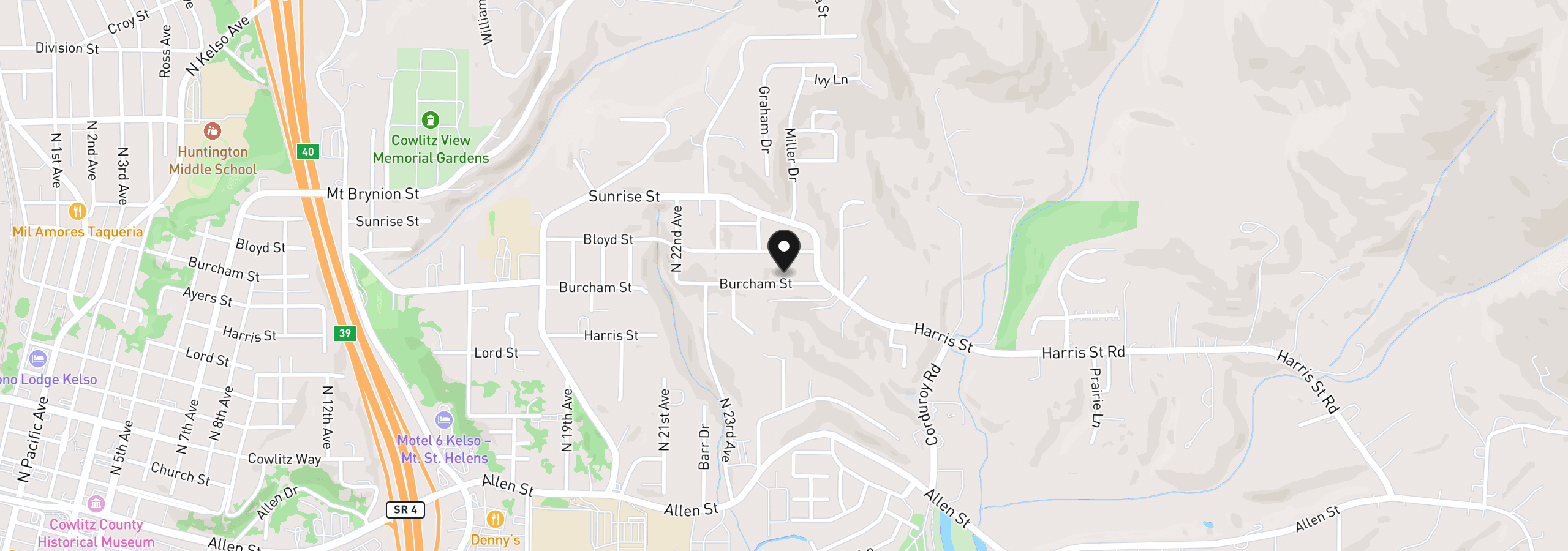 Map showing the location of 2411 Burcham St, Kelso, Wa 98626