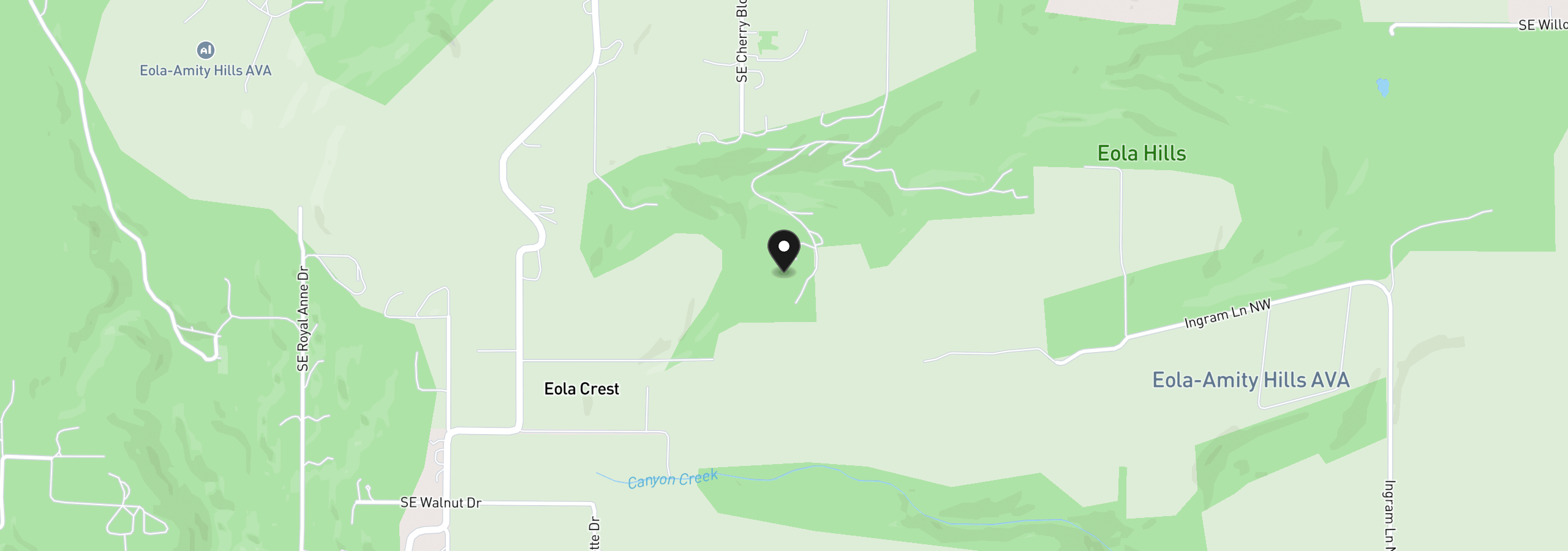 Map showing the location of 21980 SE Upper Matthews Creek Ln, Amity, OR 97101