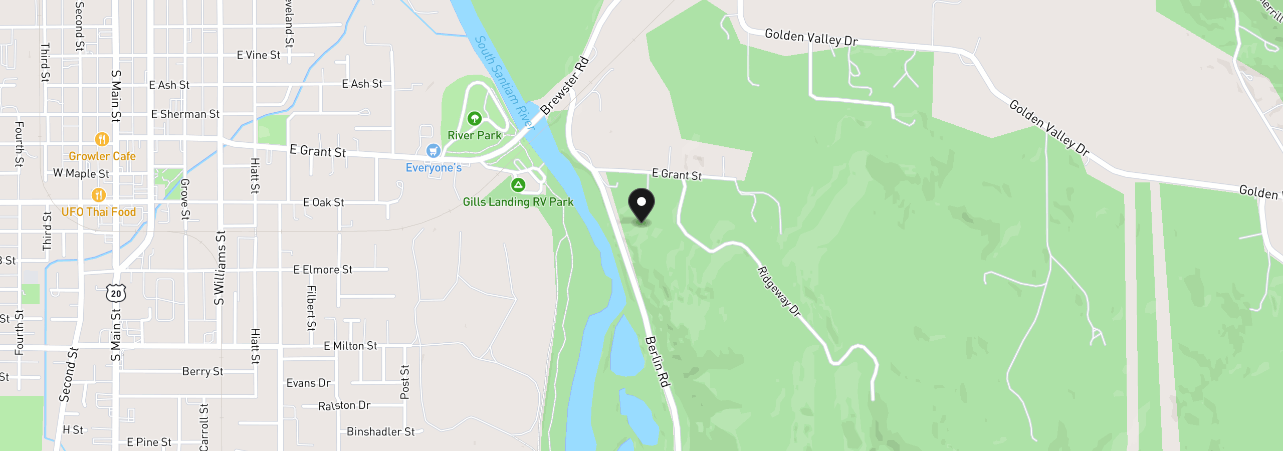 Map showing the location of 33005 Berlin Rd, Lebanon, OR 97355