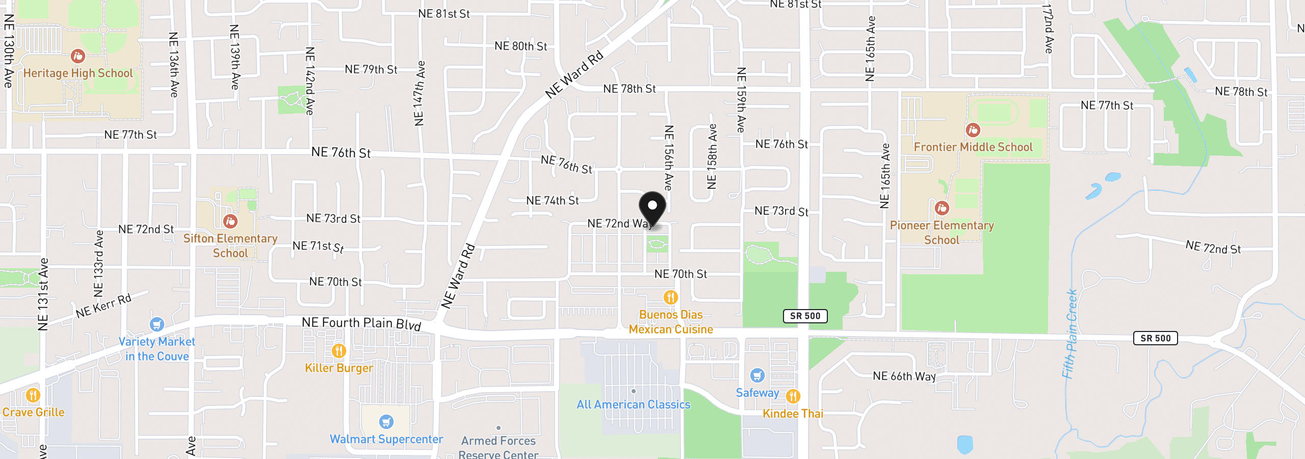 Map showing the location of 15507 NE 72nd Way, Vancouver, Wa 98682