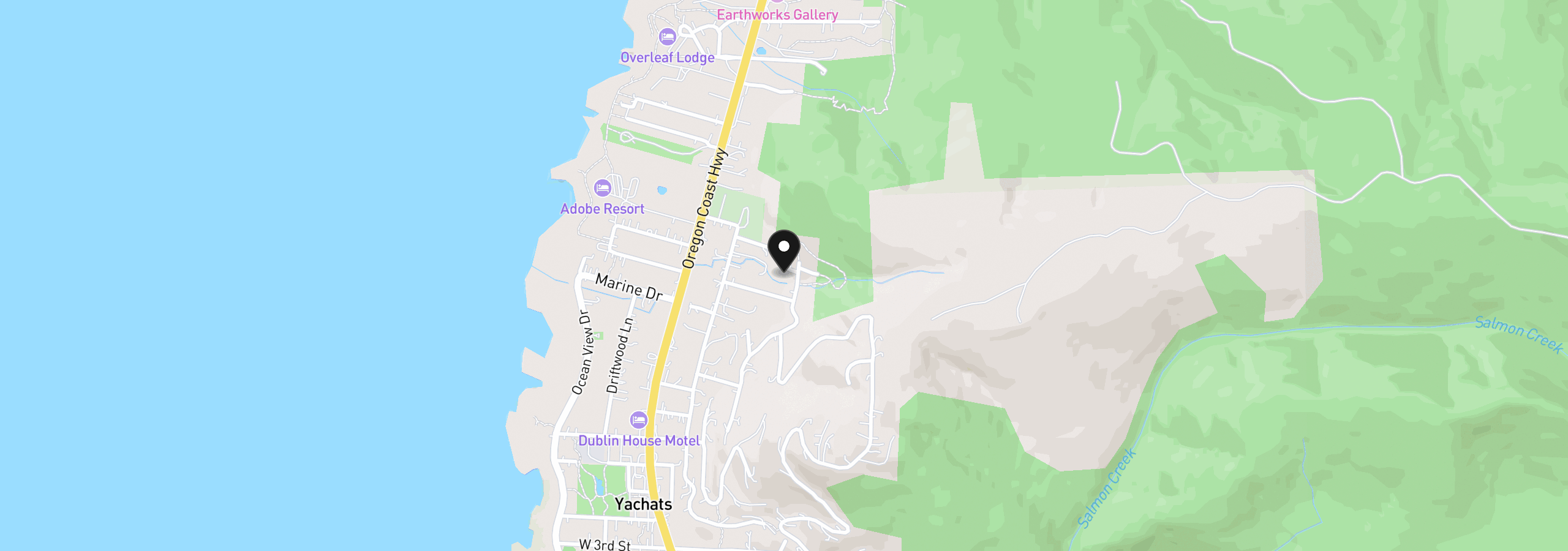 Map showing the location of 210 Chief Albert Dr, Yachats, OR 97498