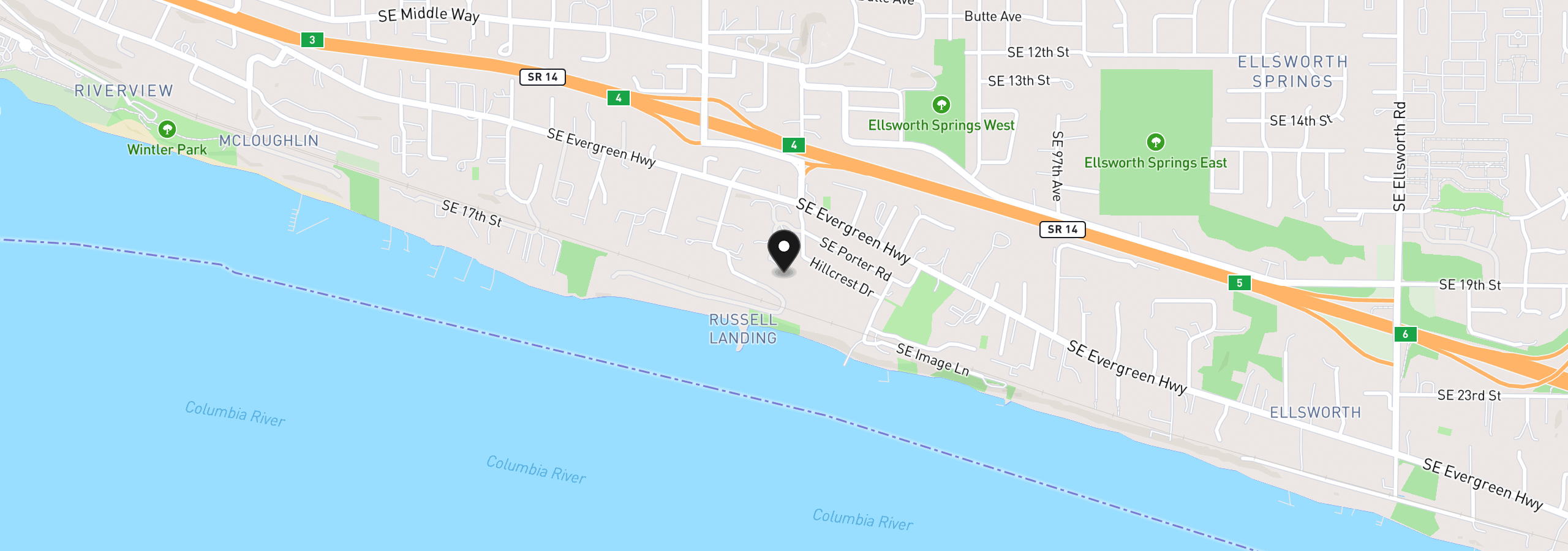 Map showing the location of 8703 SE Porter Cir, Vancouver, Wa 98664