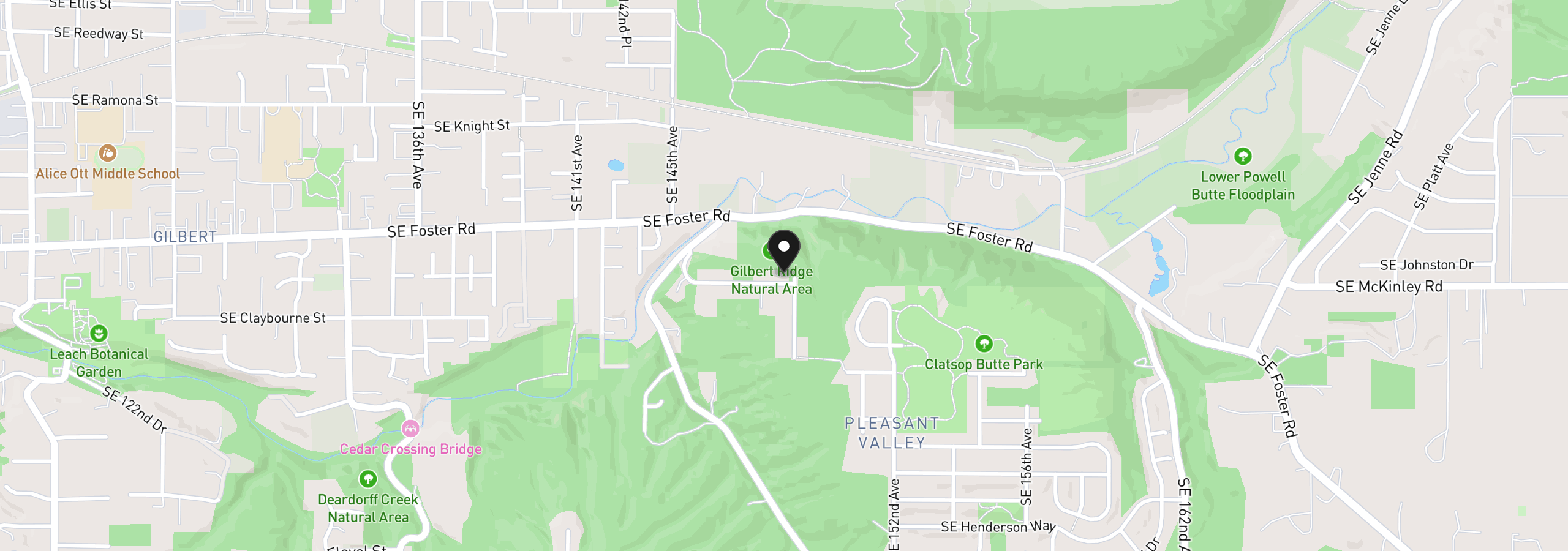 Map showing the location of 14745 SE Duke St, Portland, OR 97236