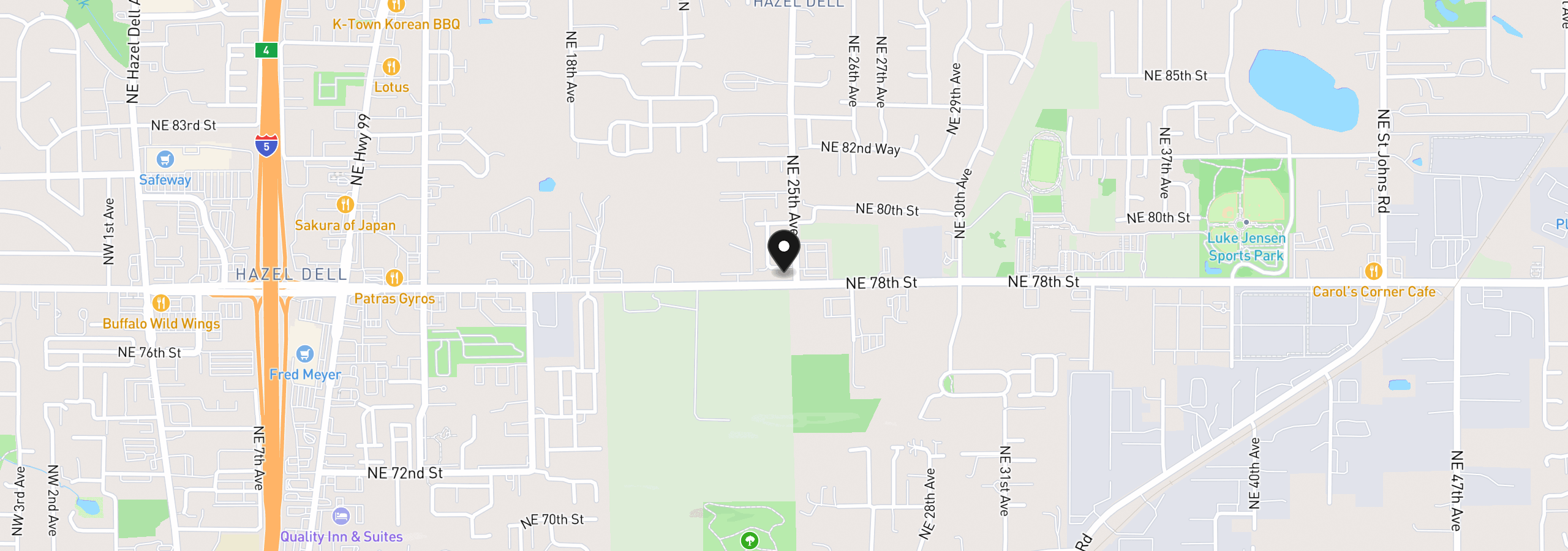 Map showing the location of 7806 NE 24th Ct, Vancouver, Wa 98665