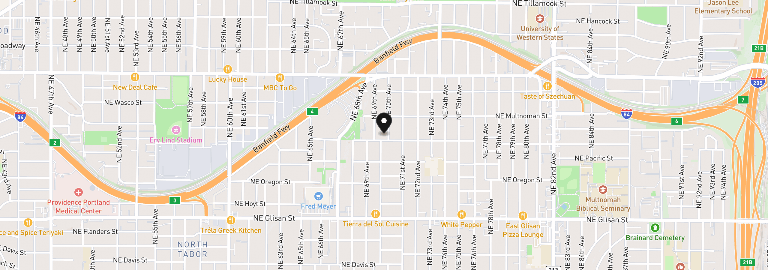 Map showing the location of 1115 NE 70th Ave, Portland, OR 97213