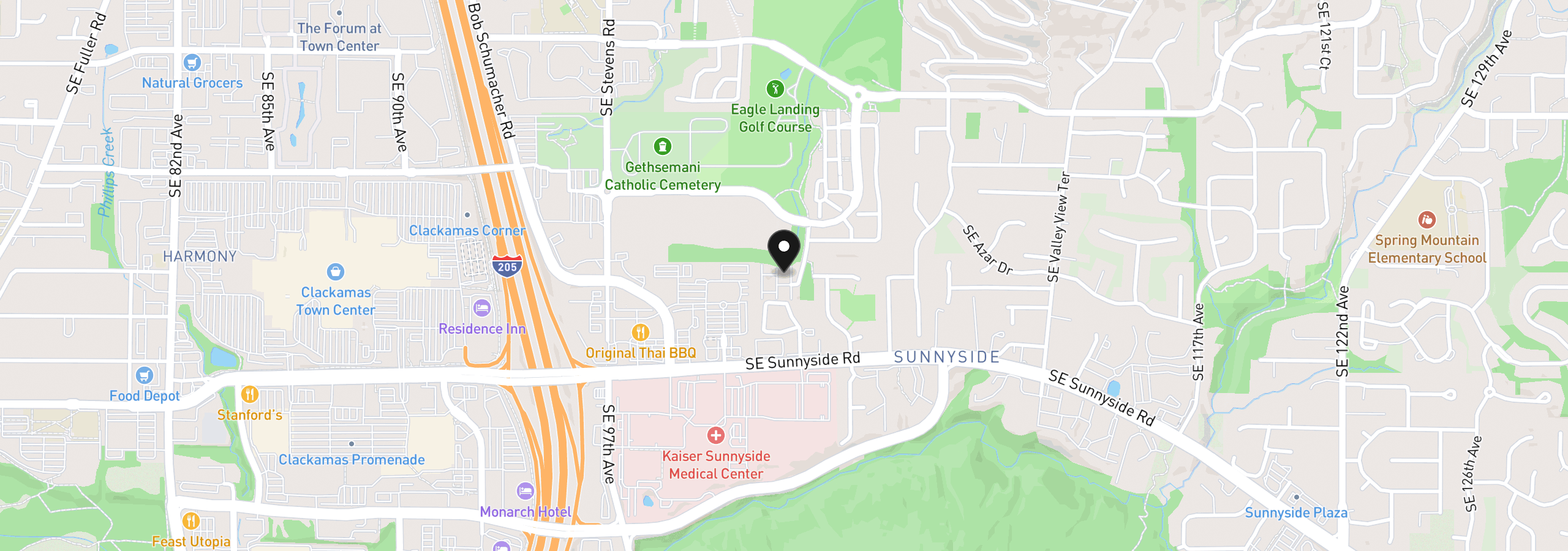 Map showing the location of 12031 SE High Creek Rd #D, Happy Valley, OR 97086