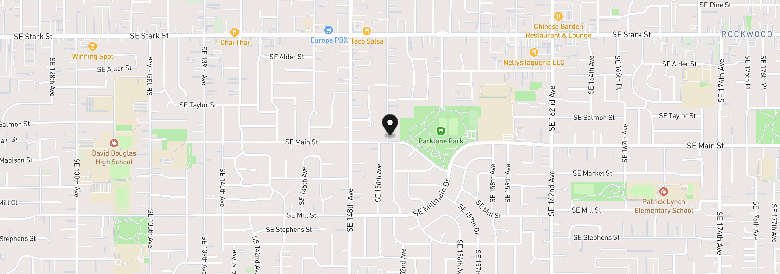 Map showing the location of 1228 SE 151 St Ave, Portland, OR 97233