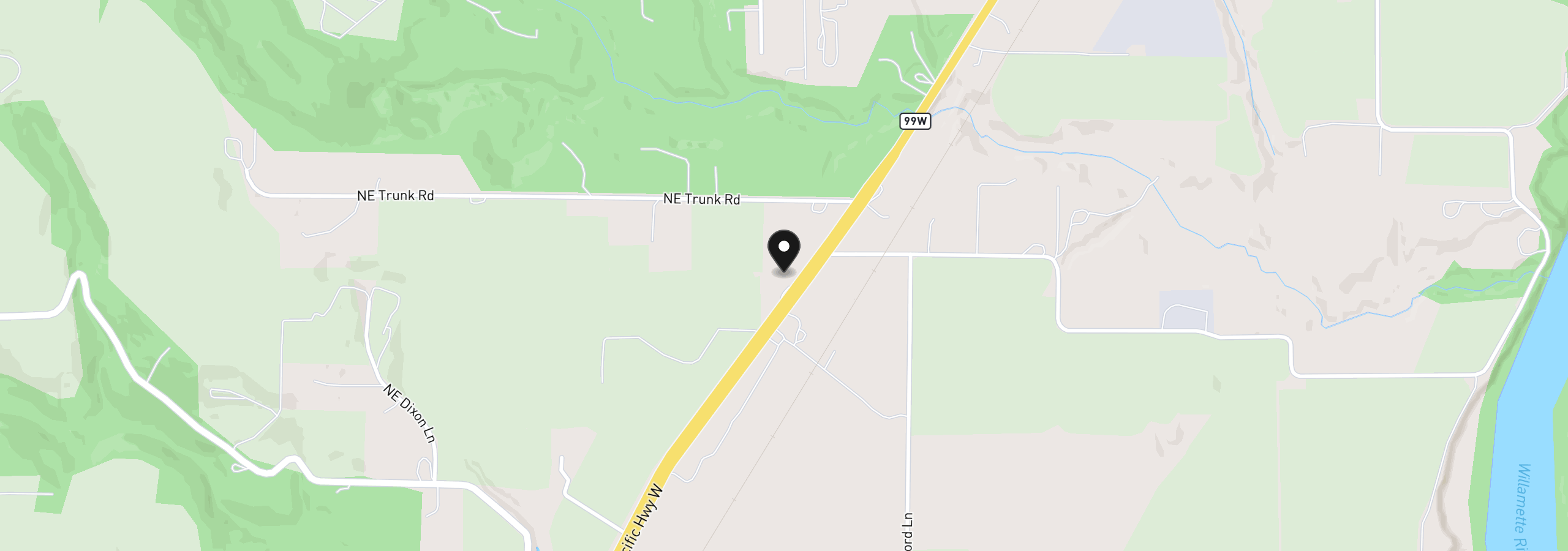 Map showing the location of 20505 N Highway 99w, Dundee, OR 97115