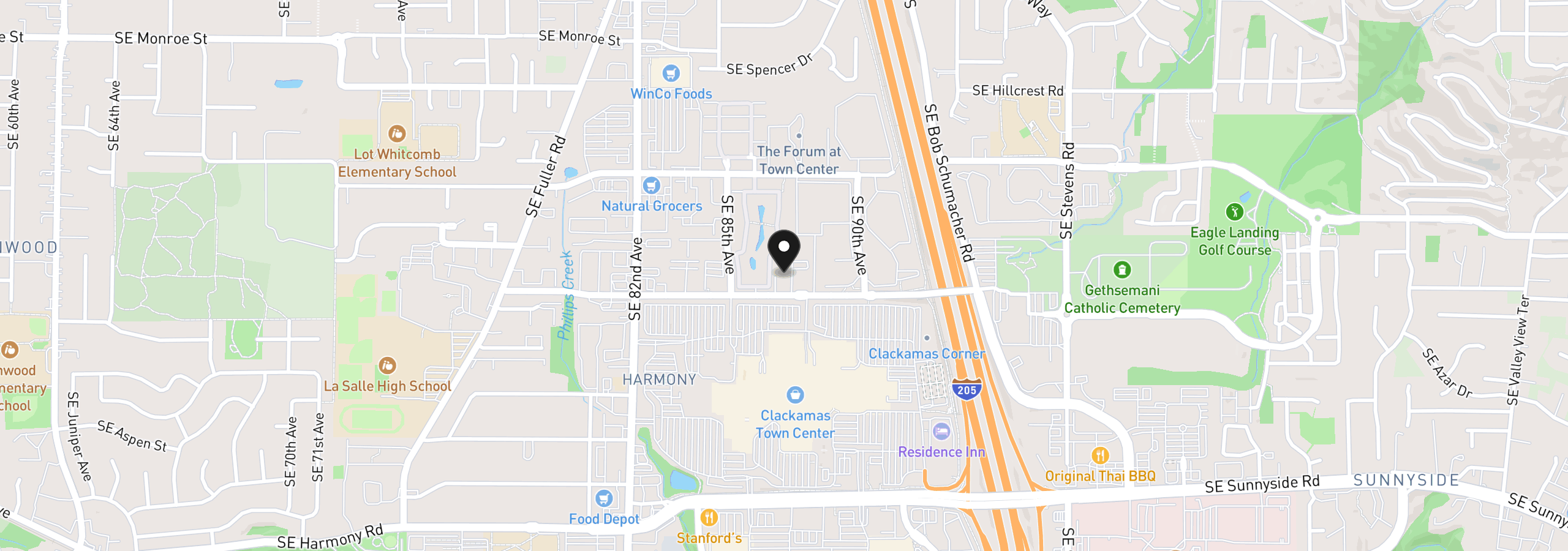Map showing the location of 8717 SE Monterey Ave 209, Happy Valley, OR 97086