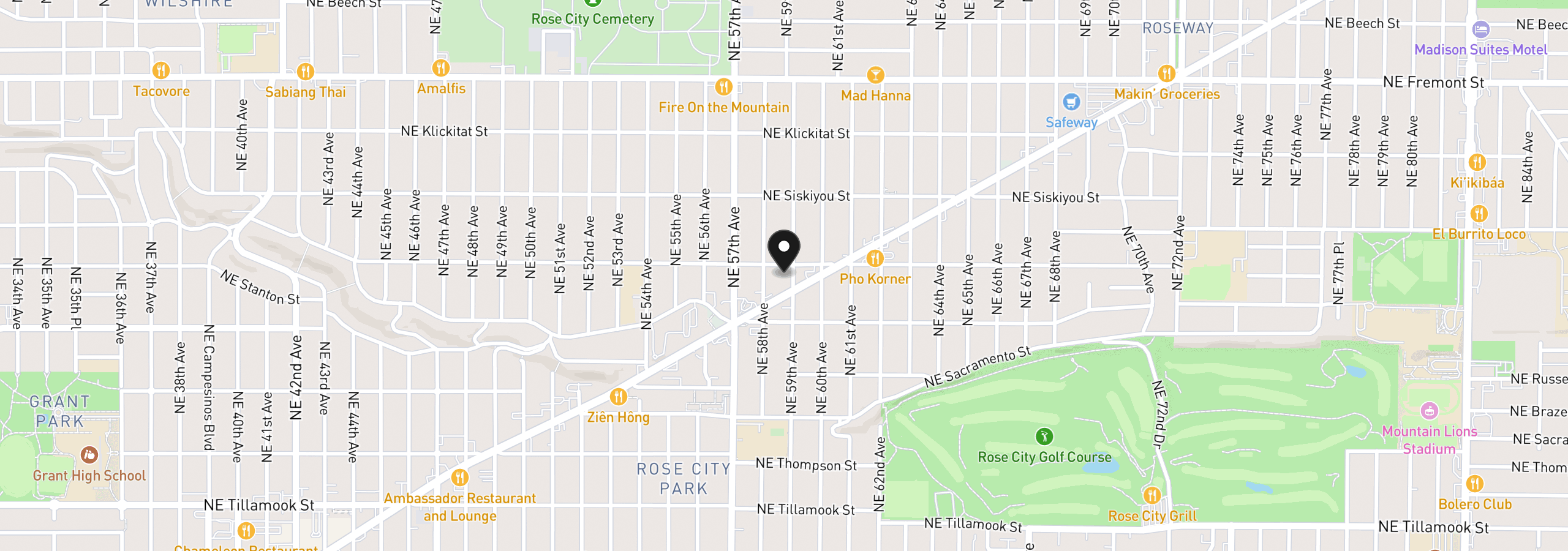 Map showing the location of 2823 NE 59th Ave, Portland, OR 97213