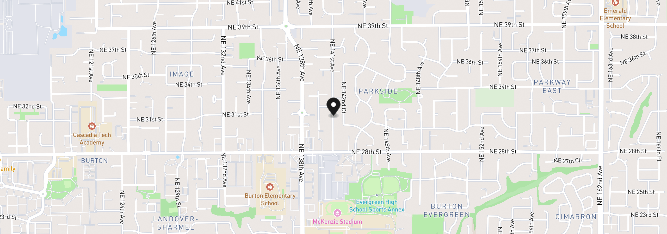 Map showing the location of 3101 NE 141st Ave, Vancouver, Wa 98682