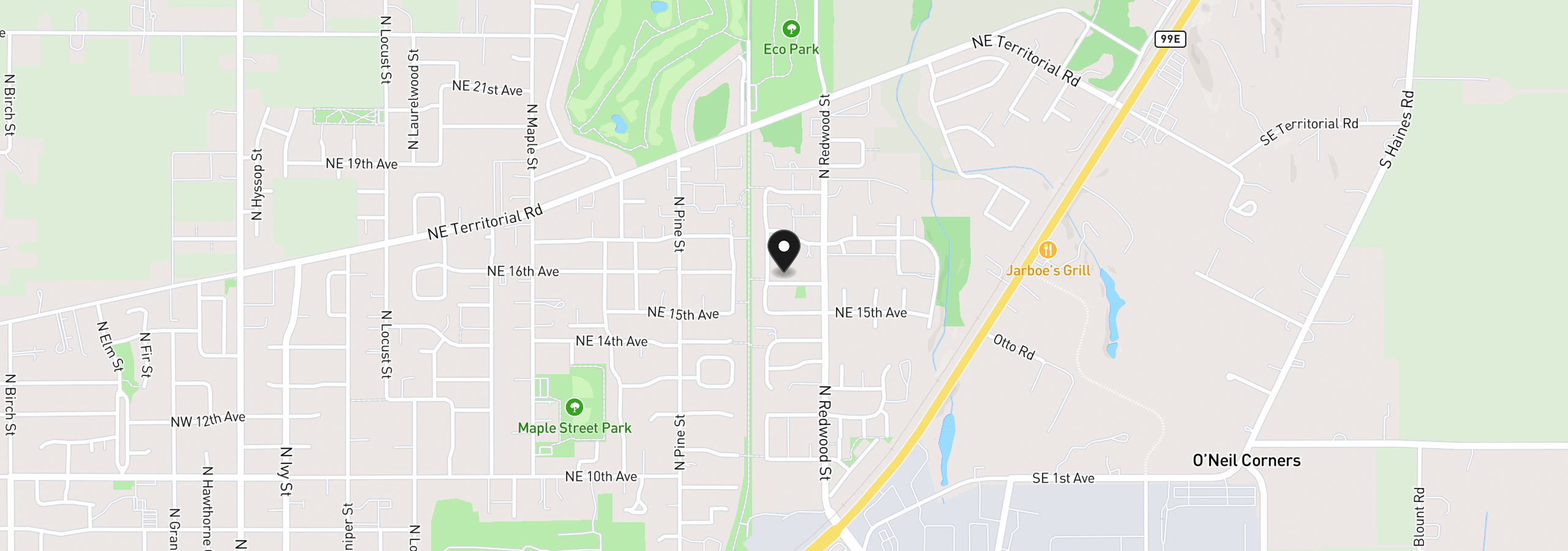 Map showing the location of 1382 NE 16th Ave, Canby, OR 97013