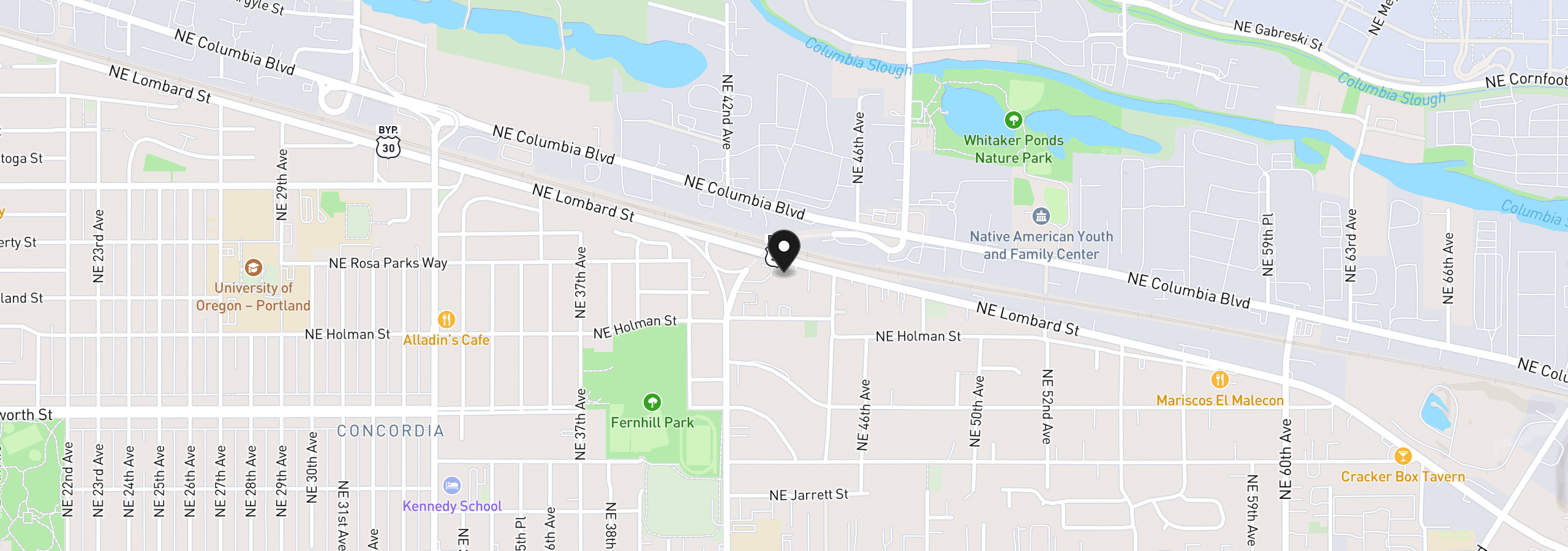 Map showing the location of 4300 NE Lombard St, Portland, OR 97218