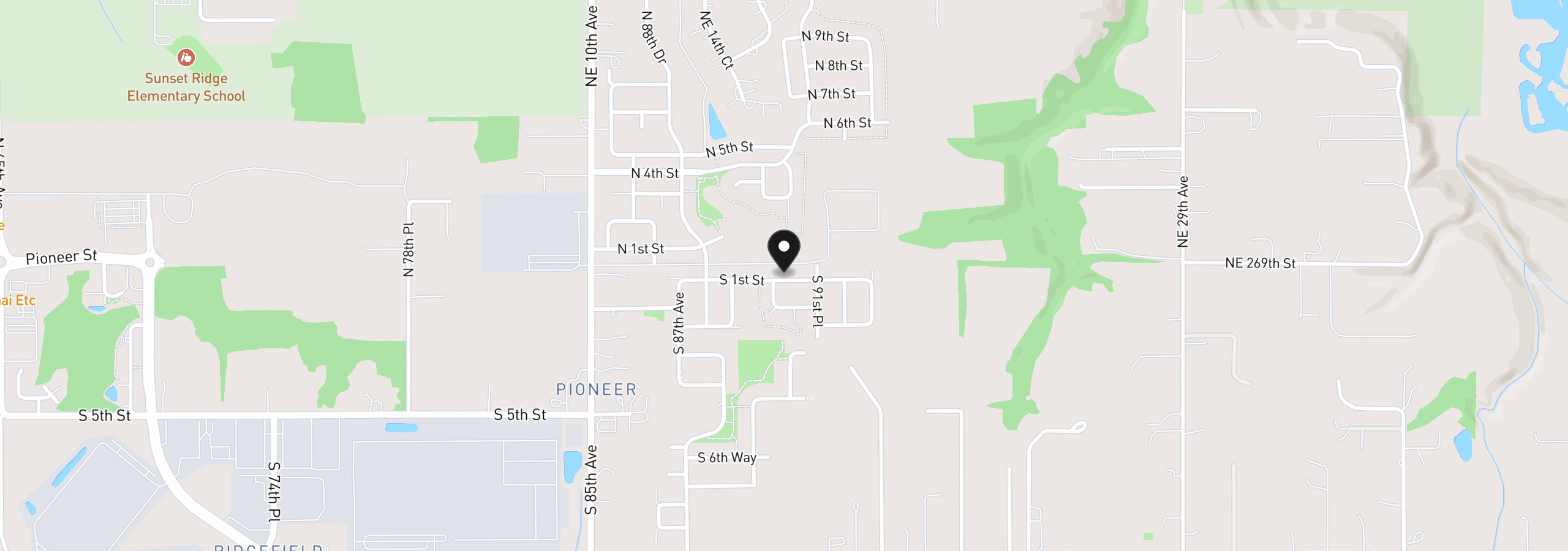 Map showing the location of 9018 S 1st St, Ridgefield, Wa 98642
