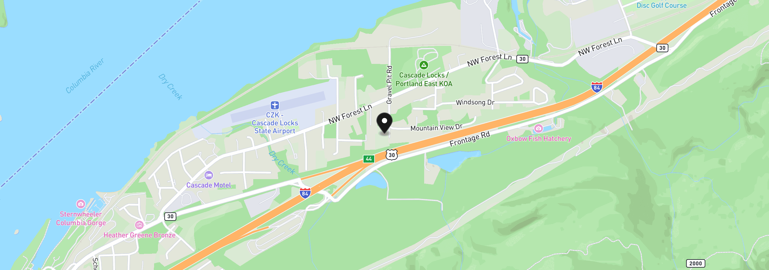 Map showing the location of Gravel Pit, Cascade Locks, OR 97014