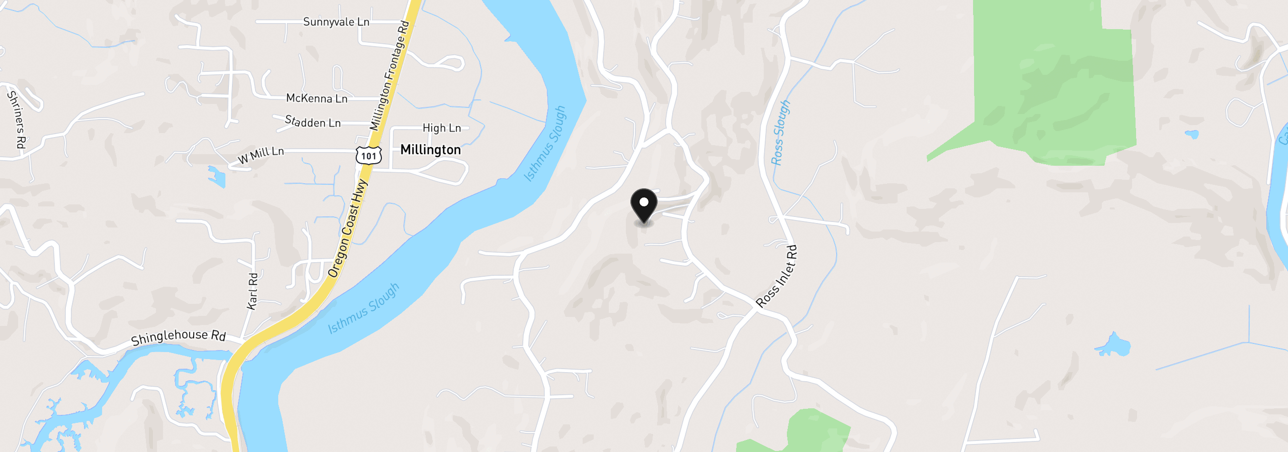 Map showing the location of 94032 Brush Ln, Coos Bay, OR 97420