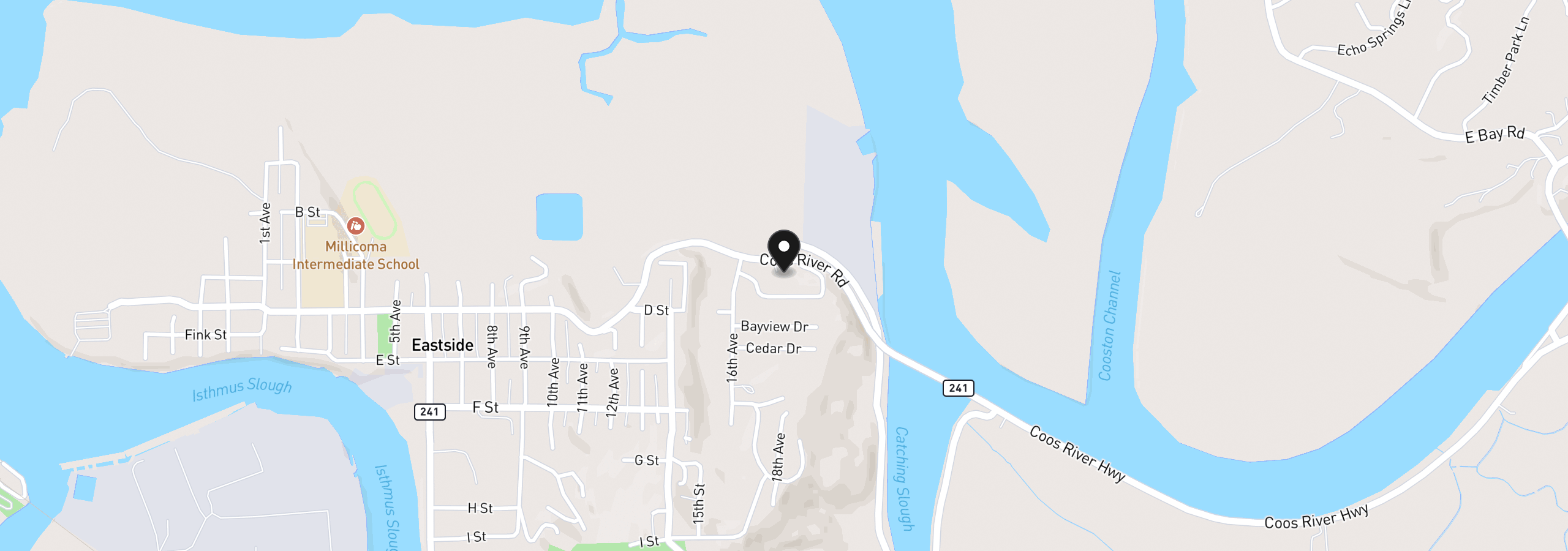 Map showing the location of 1646 Coos River Hwy, Coos Bay, OR 97420