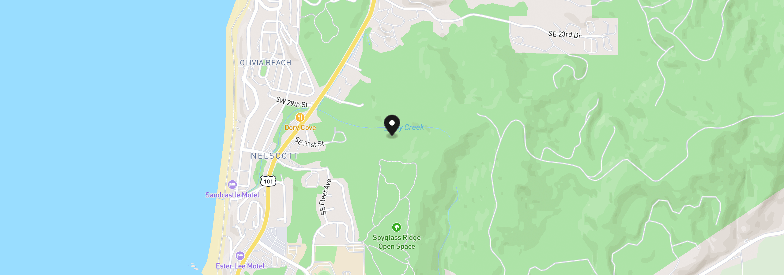 Map showing the location of UnNamed Rd, Lincoln City, OR 97367