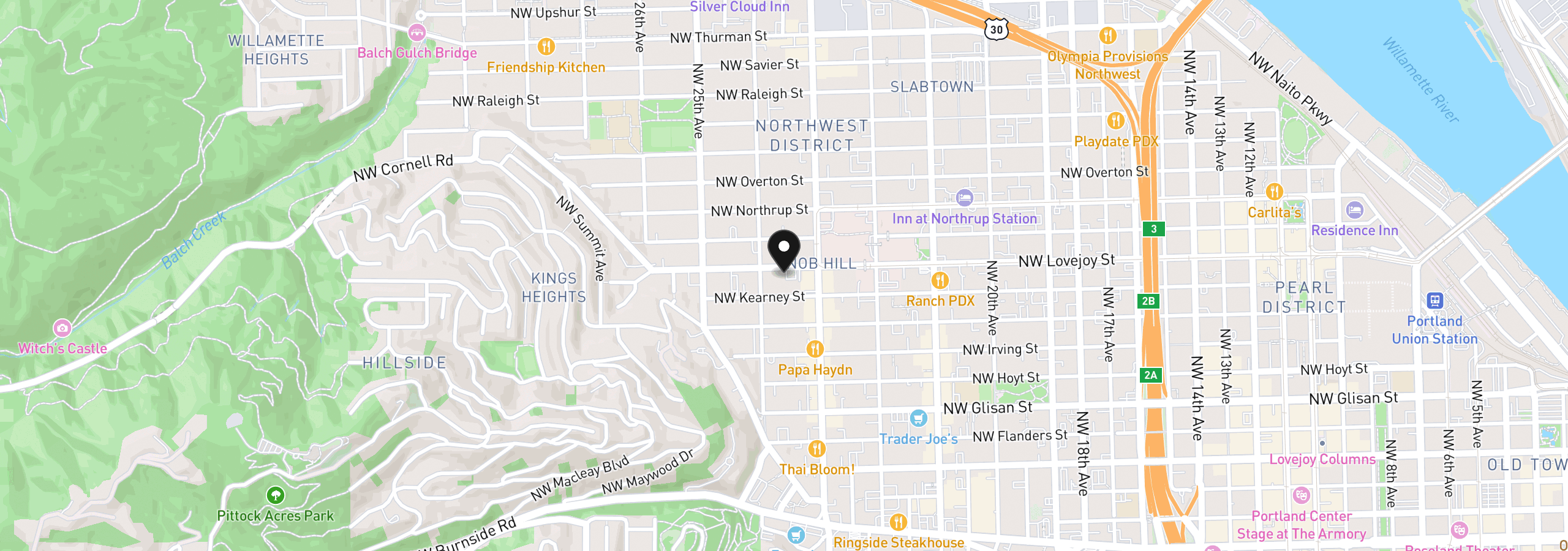Map showing the location of 2358 NW Lovejoy St 2, Portland, OR 97210