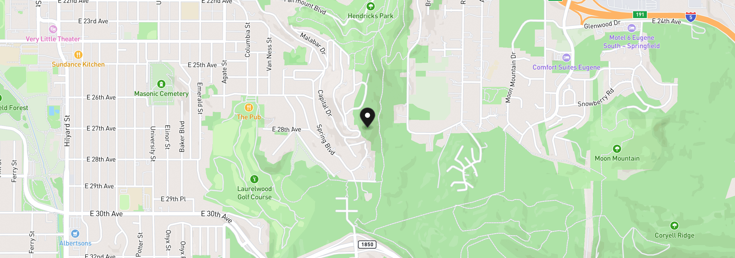 Map showing the location of 2825 Capital Dr 18, 19, Eugene, OR 97403