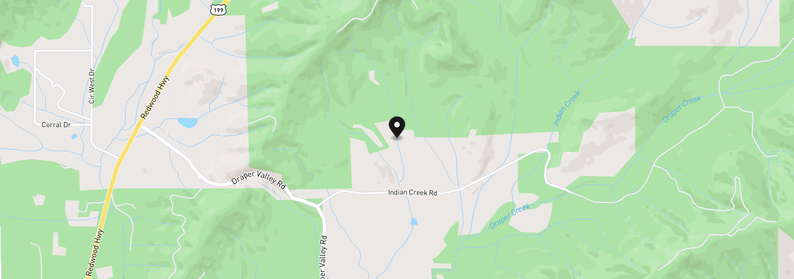 Map showing the location of 242 Indian Creek Rd, Selma, OR 97538
