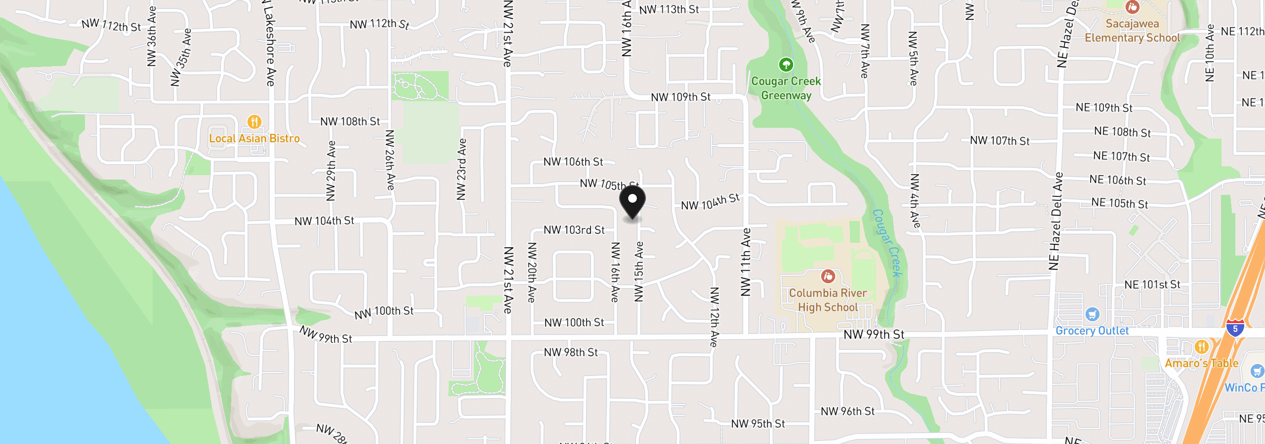 Map showing the location of 10316 NW 15th Ave, Vancouver, Wa 98685