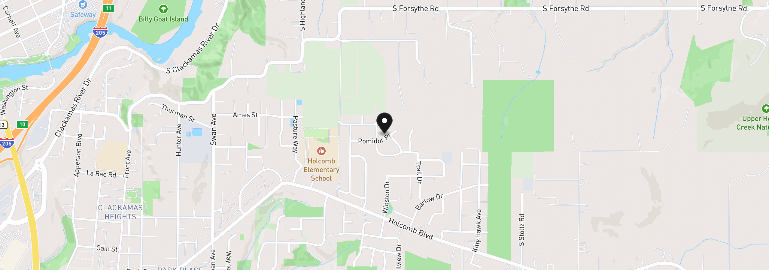 Map showing the location of 15009 Pomidor Pl, Oregon City, OR 97045