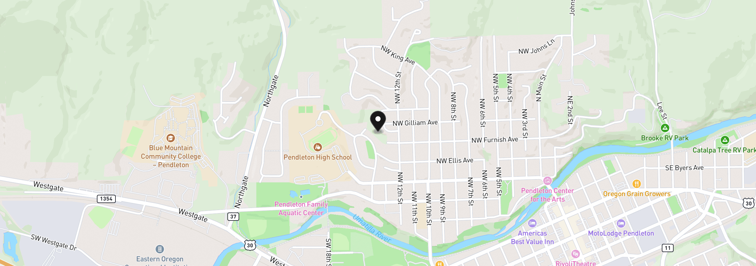 Map showing the location of 0 Tax Id 157662-157668, Pendleton, OR 97801