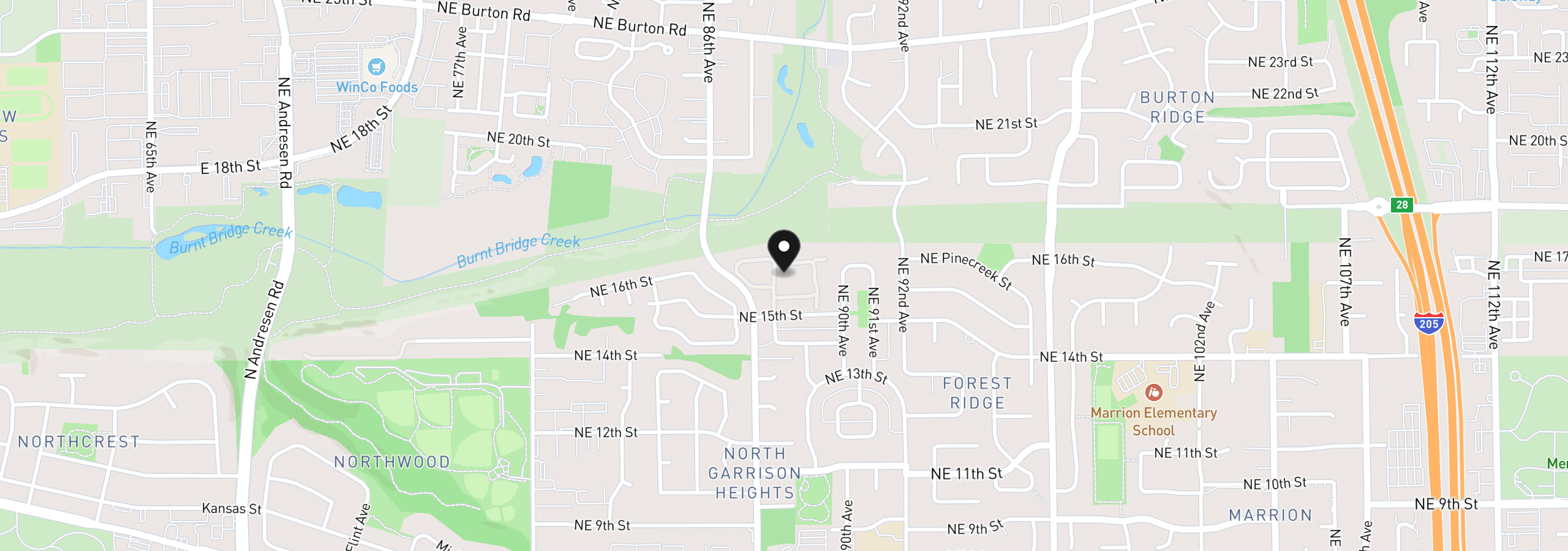 Map showing the location of 1615 NE 89th Pl, Vancouver, Wa 98664