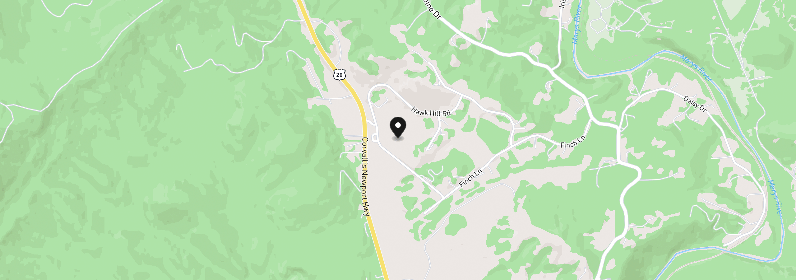 Map showing the location of 34370 Hawk Hill Rd, Philomath, OR 97370